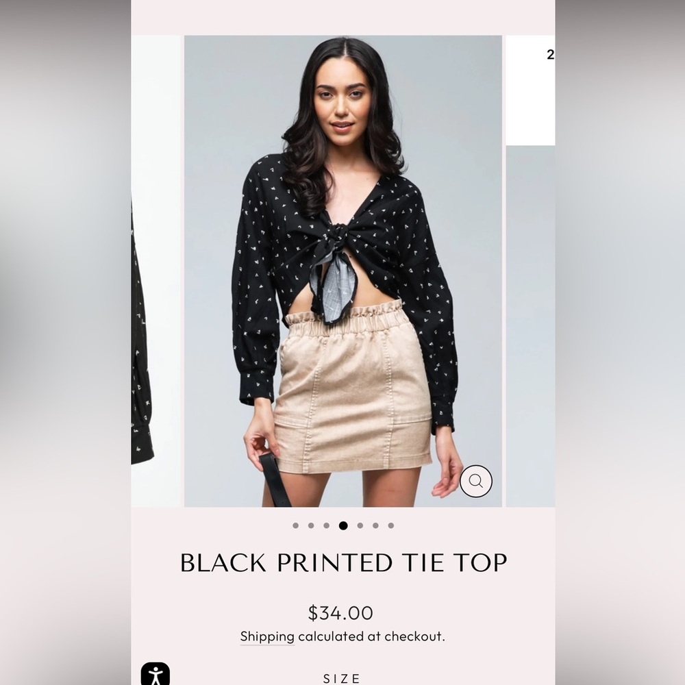 Final Touch Black Printed Tie-Front Blouse
